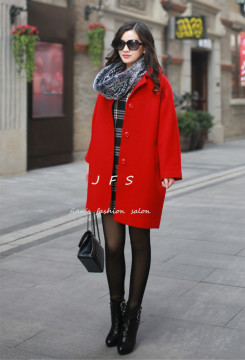 JFS新款连袖羊毛宽松外套大衣秋冬款大衣羊绒大衣