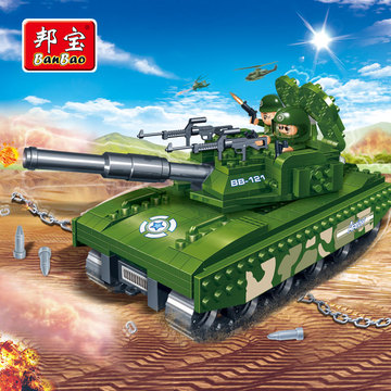 M1A2军事坦克邦宝小颗粒男孩3-6周岁拼装积木益智儿童玩具6206
