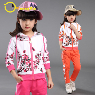 童装女童运动长袖两件套2015秋季新款中大童韩版学生休闲卫衣套装