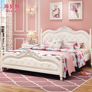韩式床田园床公主床婚床 1.5米橡木床欧式床1.8米双人床卧室家具