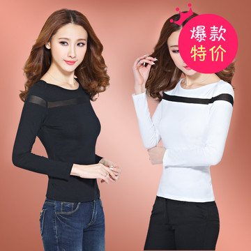 2015韩版夏季新款女装短袖t恤衫女式修身上衣显瘦打底衫镶钻体恤
