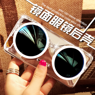 太阳眼镜iphone6手机壳水钻 苹果6plus彩色墨镜手机壳韩国潮女5.5