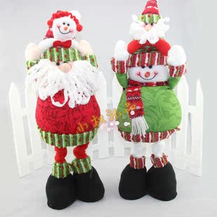 圣诞节装饰品 可伸缩圣诞老人雪人娃娃公仔橱窗摆件 圣诞礼物礼品