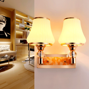 墙壁灯床头 卧室过道客厅现代简约创意水晶单双头LED欧式楼梯调光