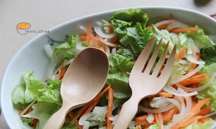 环保木质创意水果沙拉勺叉 实木蔬菜沙拉搅拌叉勺 分餐叉勺 木勺