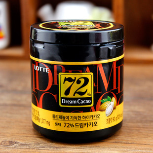 韩国进口食品零食巧克力乐天72纯黑巧克力72%黑巧克力86克罐装