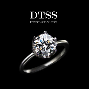 DTSS纯银925八心八箭一克拉仿真大单钻石戒指女简约时尚指环饰品