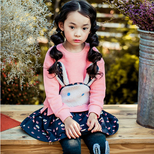 儿童套装2015韩版秋冬款小孩加绒长袖卫衣加打底裤2件套装包邮