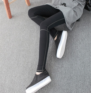 高品质韩版棉大弹力运动拼色线条瑜伽裤显瘦Sport跑步打底裤
