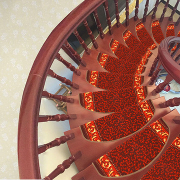 实木楼梯地毯楼梯踏步垫旋转楼梯垫免胶防滑楼梯踏步垫红色垫子