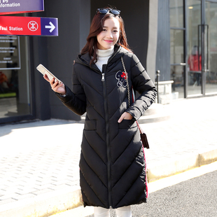 2015冬季新款韩版 A字母加长款羽绒服 保暖加厚棉衣外套