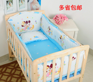 婴儿床实木无漆摇篮床宝宝床带蚊帐童床bb床变书桌多功能摇篮床
