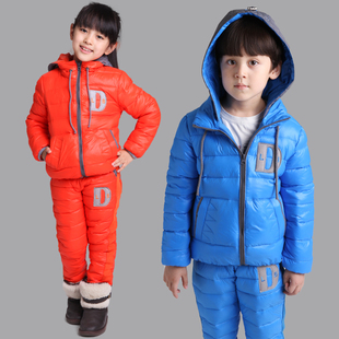 韩版儿童羽绒服两件套装2015秋冬新款 童装保暖羽绒裤外套潮 热卖