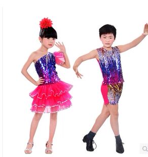 六一儿童演出服装爵士舞舞蹈服幼儿亮片舞蹈裙男童女童表演服套装