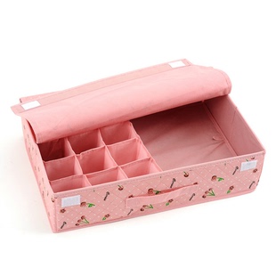 粉色樱桃二合一内衣收纳盒有盖硬底文胸收纳箱内衣内裤袜子整理盒