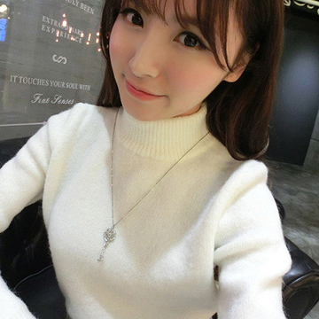 秋冬新款韩版半高领毛衣打底衫女长袖套头加厚修身显瘦针织衫
