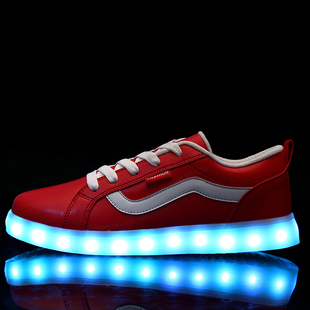 欧洲七彩发光鞋夜光鞋LED灯光鞋男女休闲板鞋情侣款USB充电荧光鞋