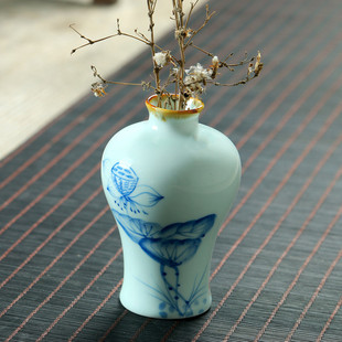 龙泉青瓷台面个性小花插摆件水培花器家居饰品陶瓷小花瓶花插玻璃