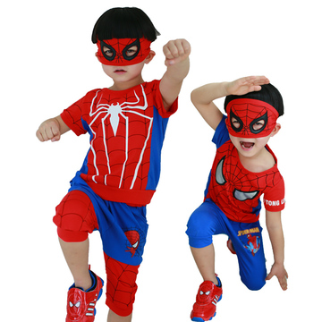 2015夏季新款两件套 男童超爱的炫酷小蜘蛛套装夏装短袖儿童套装