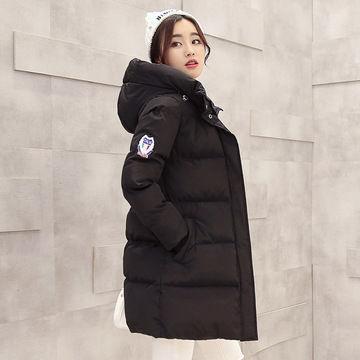 2015冬季新款女士棉衣韩国中长款修身大码加厚连帽羽绒棉服袄外套