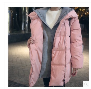 2015冬季新款韩版中长款修身加厚连帽保暖羽绒棉服外套女装棉衣潮