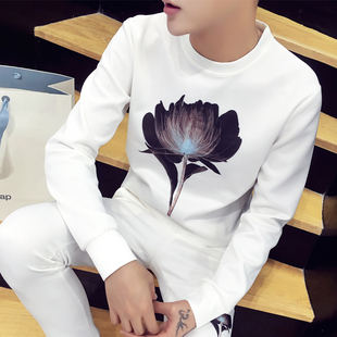 秋季韩版男装圆领卫衣青年运动休闲印花学生长袖打底衫一套衣服潮