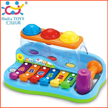 汇乐玩具856启迪智慧木琴 宝宝敲琴敲打台儿童益智三色球敲击球