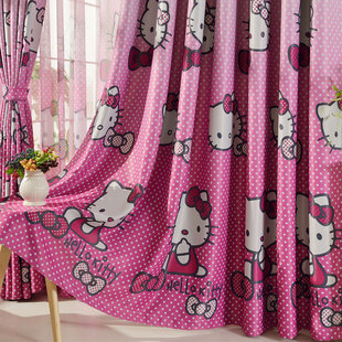 hello kitty卡通儿童窗帘定制 公主房卧室甜美温馨女孩成品窗帘纱
