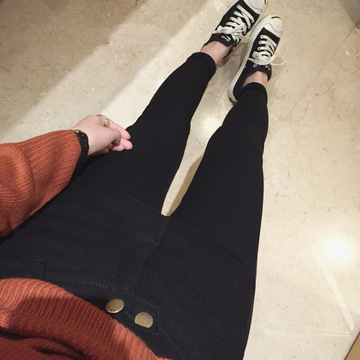 2015秋冬季新款韩版女装百搭弹力修身显瘦抓绒铅笔小脚长裤