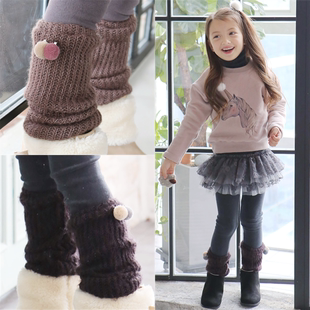 2016秋冬装新款韩国童装女童宝宝儿童针织护腿套脚套袜套加厚保暖