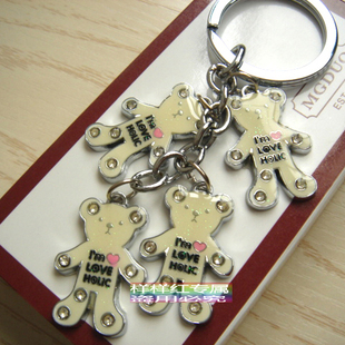 小熊钥匙扣 创意可爱男女士汽车钥匙链 韩版金属钥匙圈