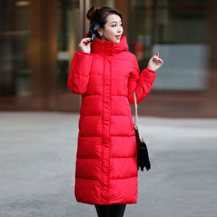 2016冬装新款韩版女士加长款过膝盖修身羽绒棉服棉衣加厚外套大衣