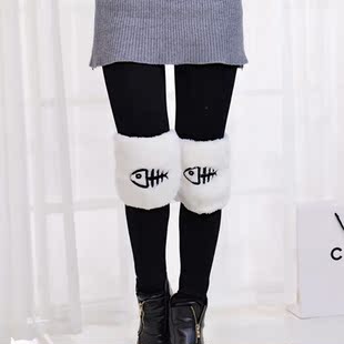 2015冬季新品首发加厚保暖外穿时韩版尚毛绒卡通绣花护膝男女