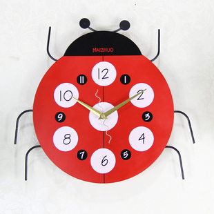 迈卓包邮七星瓢虫卡通时尚创意挂钟个性静音钟表儿童房时钟
