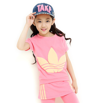 童装2015春秋女童长袖套装夏季新款儿童二件套短袖休闲运动韩版潮