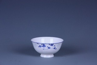 景德镇青花玲珑骨瓷陶瓷器高脚吃饭碗米饭碗家用餐具套装4.5寸