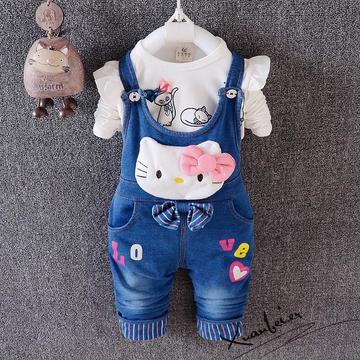 女童春装新款韩版套装0-1-2-3岁一岁半婴儿童女宝宝长袖背带裤潮