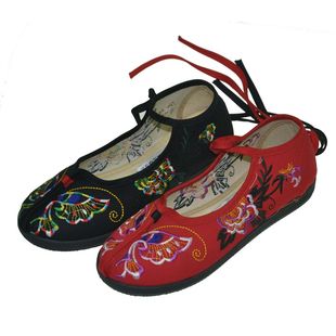 汉舞鞋正品老北京布鞋舞蹈民族风绑带绣花鞋文艺刺绣厂家一件代发