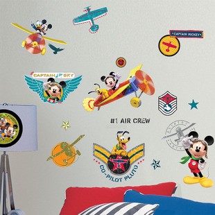 美国进口roommates儿童房墙贴卡通米老鼠米奇米妮卧室飞行俱乐部