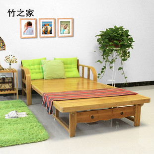 竹沙发床 加厚加宽竹板床 多功能两用折叠床 办公室午休凉床