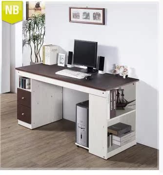 宜家电脑桌台式桌家用带书柜书架简约现组合简易办公桌书桌写字台