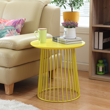 现代创意简约美式黄色铁艺沙发柜移动小茶几边桌客厅角几/边几