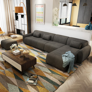 沙发日式布艺沙发组合现代北欧大小户型棉麻可全拆洗沙发客厅家具