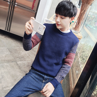 秋冬季男士长袖毛衣圆领韩版学生针织衫套头线衣青少年羊毛衫外套