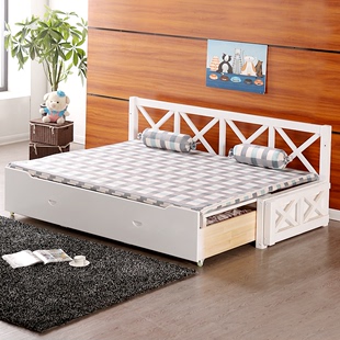 沙发床伸缩床抽拉床1.2沙发床1.5米推拉两用客厅储物沙发床纯实木
