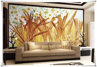 电视背景墙壁纸 3d大型无缝壁画 客厅中式无纺布壁纸墙布手绘花卉