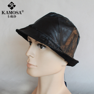 KAMOSA韩版帽子皮革春秋贝雷帽鸭舌帽时尚皮质八角帽渔夫帽遮阳帽