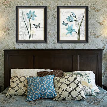 美式 沙发墙画餐厅壁画卧室床头画客厅装饰画花卉植物百合兰花