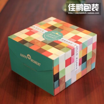 彩色生日蛋糕盒子6寸8寸10寸12烘焙包装盒订制批发慕斯西点盒免邮
