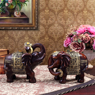 泰国东南亚风格吉福如意双象摆件新婚乔迁开业礼品室内装饰品客厅